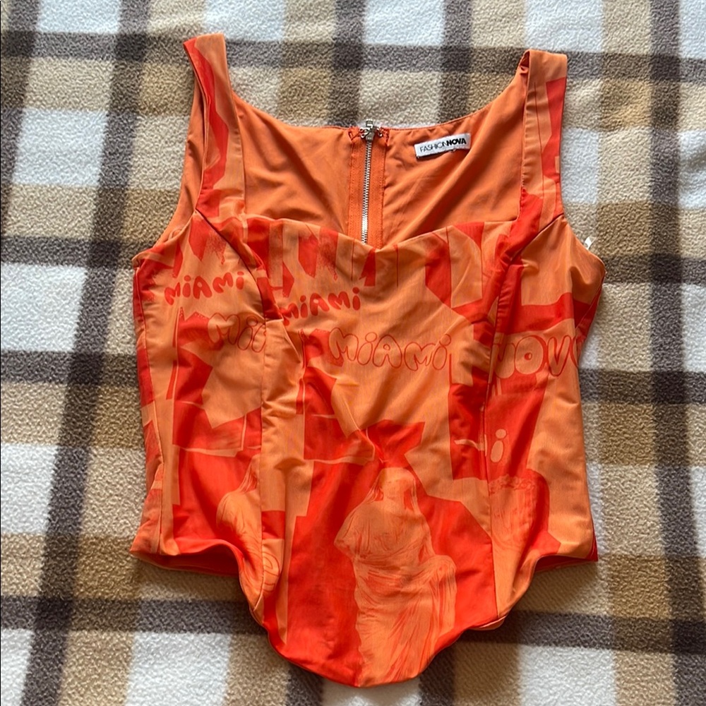 Fashion Nova Orange Graphic Top